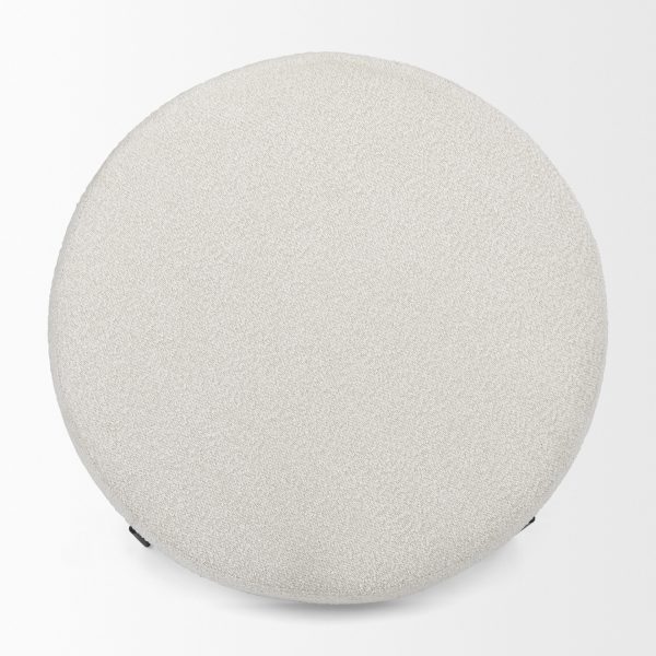 Amelia 35.8L x 35.8W x 15.0H Cream Boucle WBlack Metal Upholstered Ottoman 5