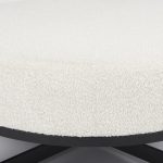 Amelia 35.8L x 35.8W x 15.0H Cream Boucle W/Black Metal Upholstered Ottoman