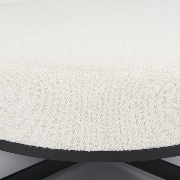 Amelia 35.8L x 35.8W x 15.0H Cream Boucle WBlack Metal Upholstered Ottoman 6