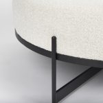 Amelia 35.8L x 35.8W x 15.0H Cream Boucle W/Black Metal Upholstered Ottoman
