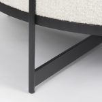Amelia 35.8L x 35.8W x 15.0H Cream Boucle W/Black Metal Upholstered Ottoman