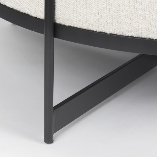 Amelia 35.8L x 35.8W x 15.0H Cream Boucle WBlack Metal Upholstered Ottoman 9