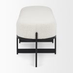 Amelia 55.0L x 18.0W x 18.0H Cream Boucle W/Black Metal Upholstered Bench