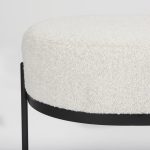 Amelia 55.0L x 18.0W x 18.0H Cream Boucle W/Black Metal Upholstered Bench