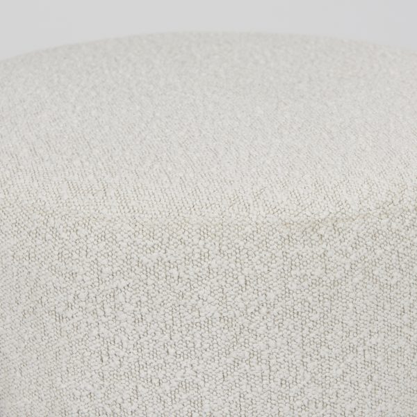 Amelia Cream Boucle WBlack Metal Upholstered Pouf 8