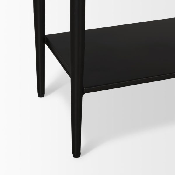 Amika White Marble Top Black Metal Base Console Table 12