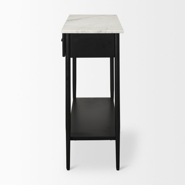 Amika White Marble Top Black Metal Base Console Table 4