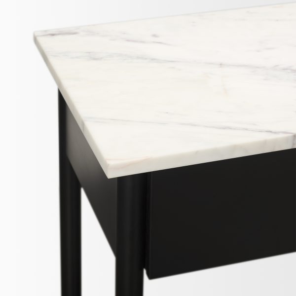 Amika White Marble Top Black Metal Base Console Table 9