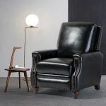 Amil Black Genuine Leather Nailhead Trim Mid-Century Modern Recliner 6 Amil Black Genuine Leather Nailhead Trim Mid-Century Modern Recliner