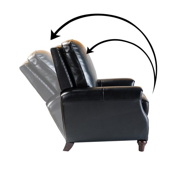 Amil Black Genuine Leather Nailhead Trim Mid Century Modern Recliner 2