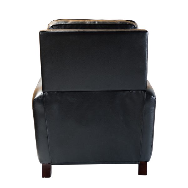Amil Black Genuine Leather Nailhead Trim Mid Century Modern Recliner 3