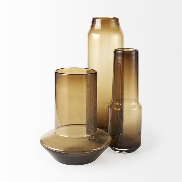 Amrita 4.8L x 4.8W x 16.0H Golden Brown Glass Vase 4