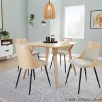 Anabelle Contemporary Black Metal Cream Fabric Chairs (Set of 2)
