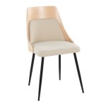 Anabelle Contemporary Black Metal Cream Fabric Chairs (Set of 2)
