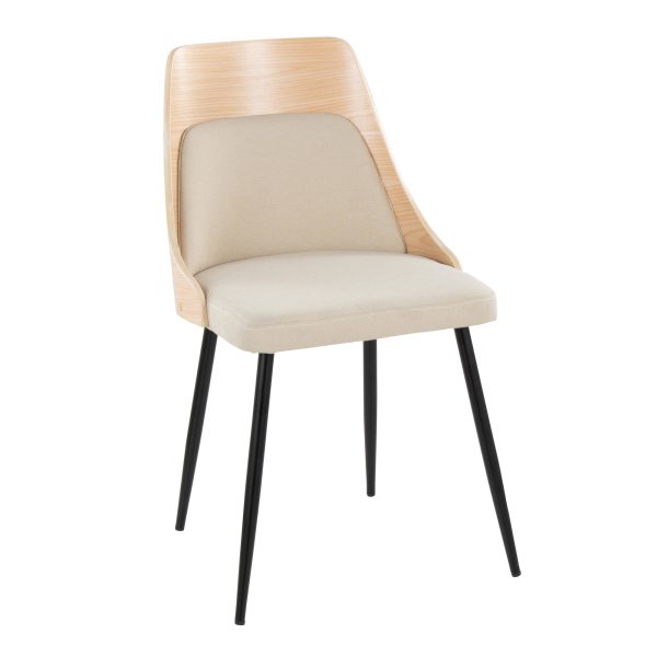 Anabelle Contemporary Black Metal Cream Fabric Chairs Set of 2 2