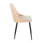 Anabelle Contemporary Black Metal Cream Fabric Chairs (Set of 2)