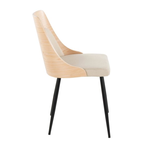 Anabelle Contemporary Black Metal Cream Fabric Chairs Set of 2 3