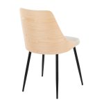 Anabelle Contemporary Black Metal Cream Fabric Chairs (Set of 2)