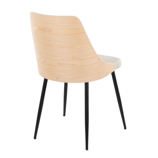 Anabelle Contemporary Black Metal Cream Fabric Chairs Set of 2 4