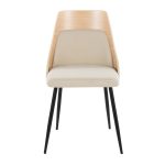 Anabelle Contemporary Black Metal Cream Fabric Chairs (Set of 2)