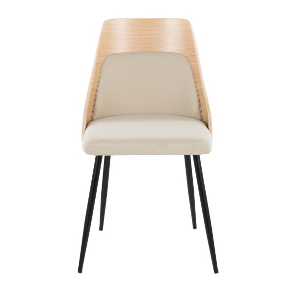 Anabelle Contemporary Black Metal Cream Fabric Chairs Set of 2 6