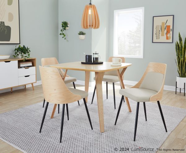 Anabelle Contemporary Black Metal Cream Fabric Chairs Set of 2