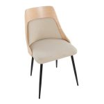 Anabelle Contemporary Black Metal Cream Fabric Chairs (Set of 2)