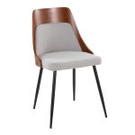 Anabelle Contemporary Black Metal Walnut and Grey Chairs (Set of 2)