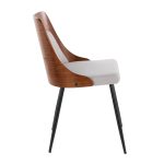 Anabelle Contemporary Black Metal Walnut and Grey Chairs (Set of 2)