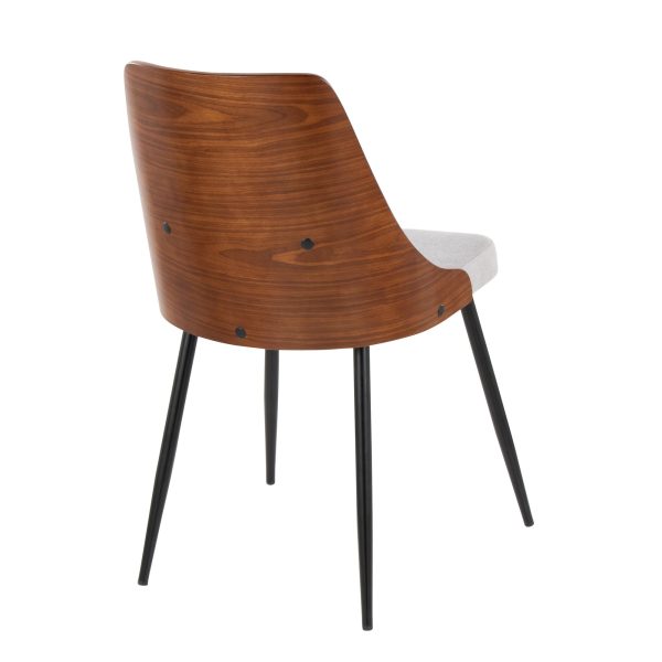 Anabelle Contemporary Black Metal Walnut and Grey Chairs Set of 2 4