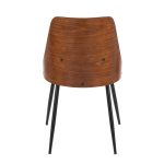 Anabelle Contemporary Black Metal Walnut and Grey Chairs (Set of 2)