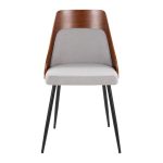 Anabelle Contemporary Black Metal Walnut and Grey Chairs (Set of 2)