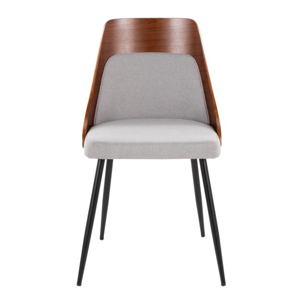 Anabelle Contemporary Black Metal Walnut and Grey Chairs Set of 2 6