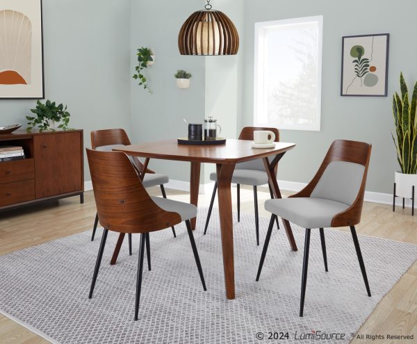 Anabelle Contemporary Black Metal Walnut and Grey Chairs Set of 2