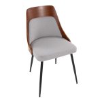 Anabelle Contemporary Black Metal Walnut and Grey Chairs (Set of 2)