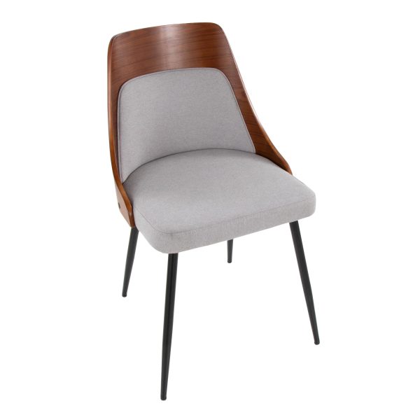 Anabelle Contemporary Black Metal Walnut and Grey Chairs Set of 2 7