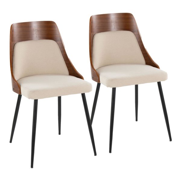 Anabelle Contemporary Black Metal and Cream Chairs Set of 2 1