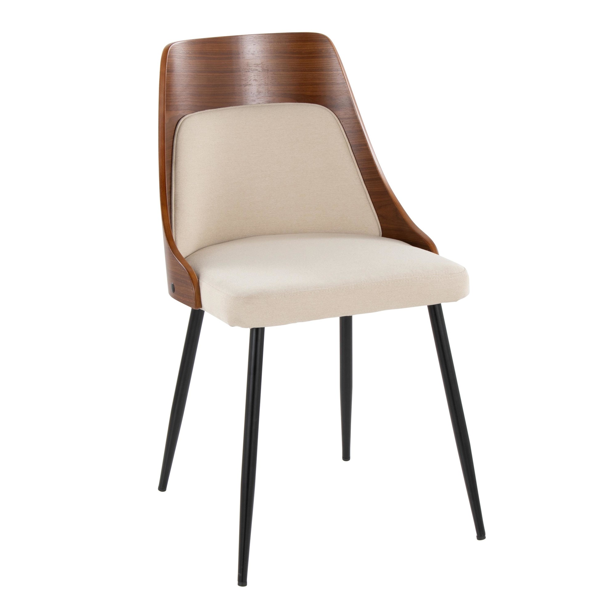 Anabelle Contemporary Black Metal and Cream Chairs (Set of 2) 3 Anabelle Contemporary Black Metal and Cream Chairs (Set of 2) - Image 3