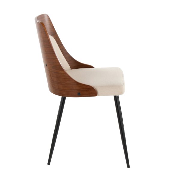 Anabelle Contemporary Black Metal and Cream Chairs Set of 2 3