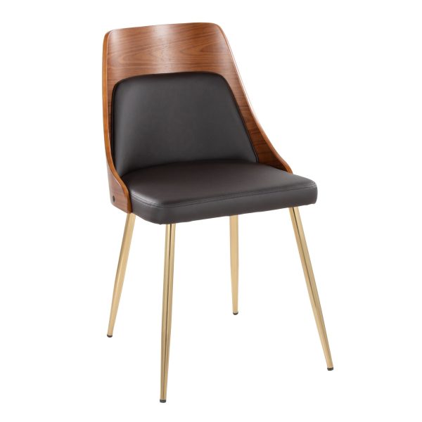 Anabelle Contemporary Brown Faux Leather Accent Chairs Set of 2 2