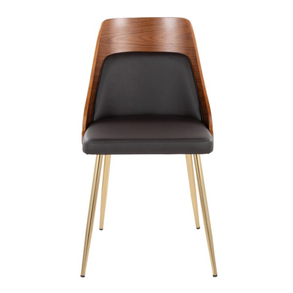 Anabelle Contemporary Brown Faux Leather Accent Chairs Set of 2 6