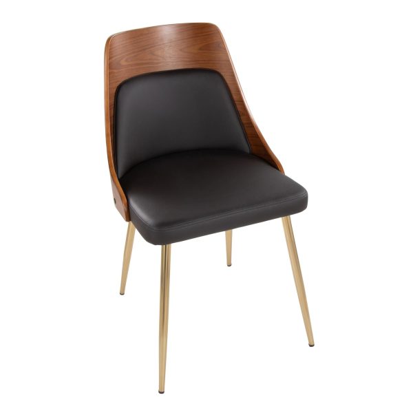 Anabelle Contemporary Brown Faux Leather Accent Chairs Set of 2 7