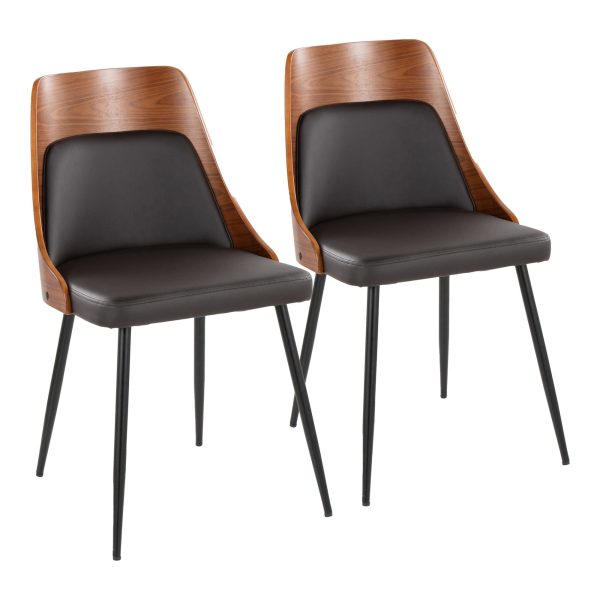 Anabelle Contemporary Brown Faux Leather Dining Chairs Set of 2 1