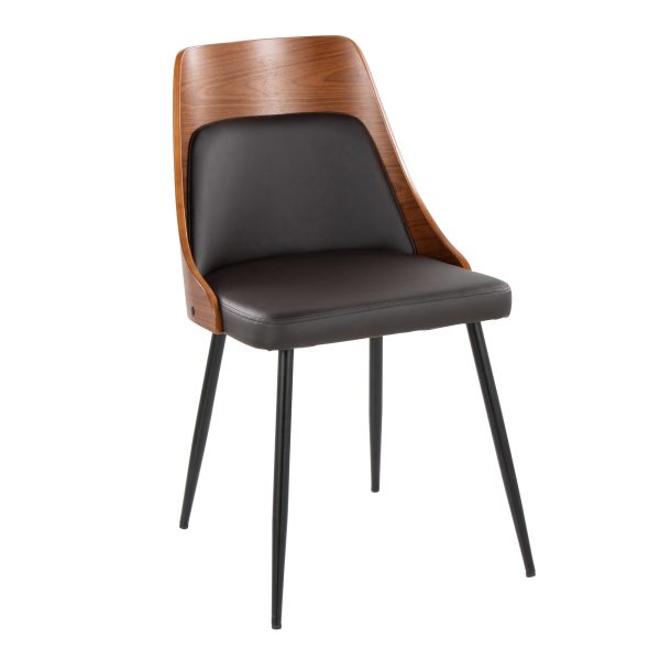 Anabelle Contemporary Brown Faux Leather Dining Chairs Set of 2 2