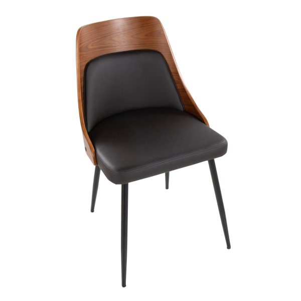 Anabelle Contemporary Brown Faux Leather Dining Chairs Set of 2 7