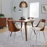 Anabelle Contemporary Chrome, Walnut, and Cream Dining Chairs (Set of 2) 11 Anabelle Contemporary Chrome, Walnut, and Cream Dining Chairs (Set of 2)