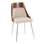 Anabelle Contemporary Chrome, Walnut, and Cream Dining Chairs (Set of 2) 13 Anabelle Contemporary Chrome, Walnut, and Cream Dining Chairs (Set of 2)