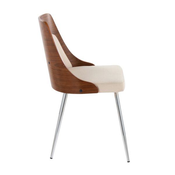 Anabelle Contemporary Chrome Walnut and Cream Dining Chairs Set of 2 3