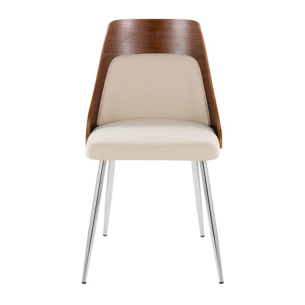 Anabelle Contemporary Chrome Walnut and Cream Dining Chairs Set of 2 6