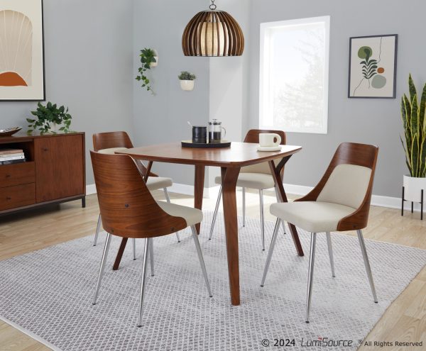 Anabelle Contemporary Chrome Walnut and Cream Dining Chairs Set of 2